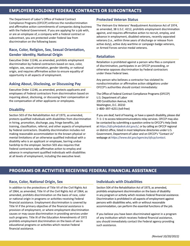 Federal Contracts Notice